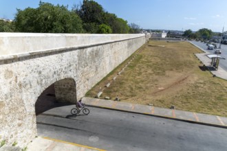 Fortifications Spanish military architecture of city walls, Campeche city, Campeche State, Mexico,