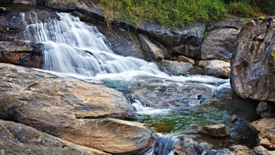 Panorama of waterfall cascade shot with long exposure