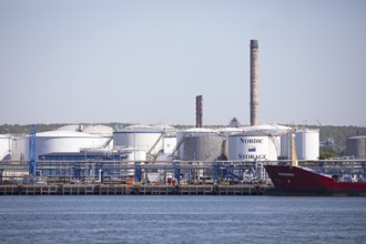 Armoured silos in the port of Gothenburg, Västra Götalands län, Sweden, Europe