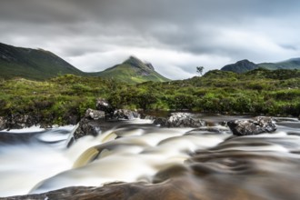 River Sligachan, Cuillin Mountains in the background, Isle of Skye, Highlands, Inner Hebrides,