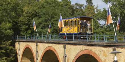 Nerobergbahn on the viaduct, rack-and-pinion funicular railway, technical cultural monument,