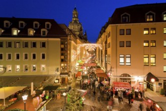 Christmas market in the Münzgasse in Dresden's Old Town in the immediate vicinity of the Church of