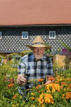 Obercunnersdorf in Upper Lusatia, gardener in the home garden