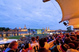 Public viewing on the banks of the Elbe in Dresden on the grounds of the Filmnächte am Elbufer,