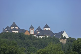 View of Renaissance hunting lodge, Augustusburg, Middle Ore Mountains, Erzgebirge, Saxony, Germany,