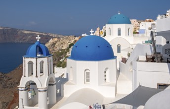 White churches with blue dome, Agios Spiridonas, St Spyridon, and Church of Anastasis,