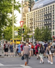 Passers-by and tourists at the pedestrian crossing, Berlin-Mitte, Germany, Europe