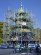 Restoration, Chinese Tower, Munich, Bavaria, Germany, Europe