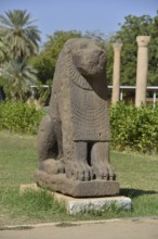 Lion statue from Basa in front of the National Museum of Sudan, Khartoum, Sudan, Africa