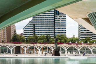 Architecture and buildings over City of Arts and Sciences in Valencia, Spain, Europe