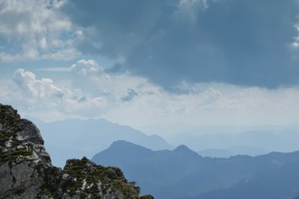 View from the Wendelstein into the surroundings, August, Bavaria, Germany, Europe