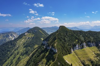 Drone shot, panorama shot, mountain landscape, summit massif of the Regenspitz with Gennerhorn,