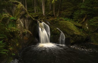 Waterfall of the Krai Woog Gumpen in autumn, Schwarzenbächletal, Görwihl, Black Forest,