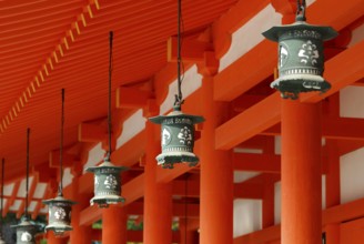 Lanterns, Shintoism, Heian Jingu Shrine, Kyoto, Japan, Asia