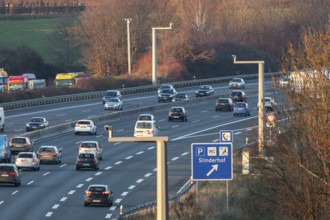 Motorway A3 between Düsseldorf and Leverkusen, near Erkrath, video cameras monitor the traffic,