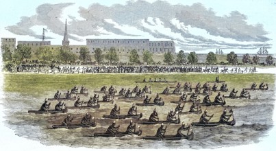 Great Regatta of Madras, Canoes, 1869, India, Historic, digitally restored reproduction of a 19th