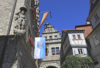 View of the Main Gate and the town hall with the figure of St. George, Marktbreit town, Litzingen