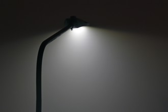 LED street lamp lights up at night