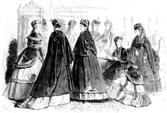 Fashion of the season summer 1868 in Paris, elegant woman in elaborate dresses, France, Historic,