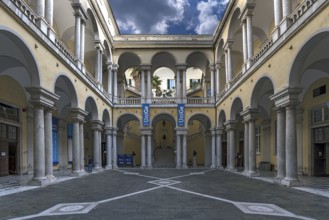 Inner courtyard of a former palazzo, now a university, Piazza della Nunziata, 6, Genoa, Italy,