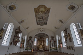 Interior of the Parish Church of St. Verena, Fischen, Allgäu, Bavaria, Germany, Europe