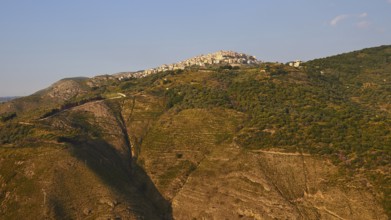 Evening light, San Marco d'Alunzio, mountain village, Nebrodi National Park, Sicily, Italy, Europe