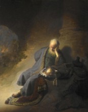 The Prophet Jeremiah Lamenting the Destruction of Jerusalem, Painting by Rembrandt van Rijn (1606)