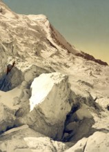 Ascent of Mont Blanc, Chamonix Valley, France, c. 1890, Historic, digitally enhanced reproduction