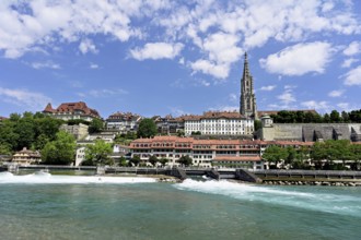 View of the Old Town, Bern Cathedral and the River Aare, Bern, Canton of Bern, Switzerland, Europe