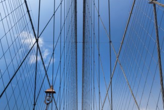 Brooklyn Bridge, historic, history, construction, net, mesh, wire ropes, connection, architecture,