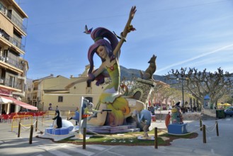 Falla papier-mâché figures at the Las Fallas Spring Festival, Pego, Province of Alicante, Spain,