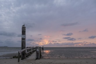 Sunset on the beach of Utersum, Föhr, North Frisian Island, North Frisia, Schleswig-Holstein,