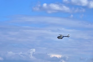 MUNICH, GERMANY, JULY 08, 2018:Police helicopter in the sky