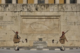 ATHENS, GREECE, MAY 20, 2010: Changing of the presidential guard Evzones in front of the Monument