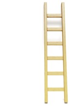 Wooden ladder near white wall. 3D render illustration