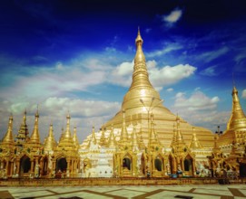 Vintage retro effect filtered hipster style image of Myanmer famous sacred place and tourist