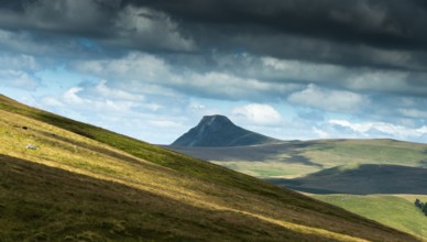 The Monts Dore. Auvergne Volcanoes Regional Nature Park. View of the Banne dOrdanche of volcanic