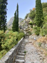 Hiking trail to the Kotor Fortress, Bay of Kotor, Adriatic Sea, Mediterranean Sea, World Natural