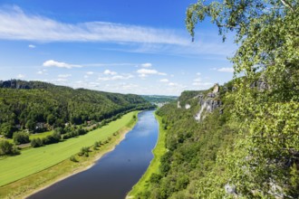 Elbe Valley in Rathen with the Bastei Rock