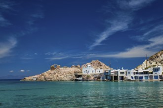 Greek village scenic picturesque view in Greece, the beach and fishing village of Firapotamos in