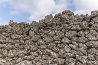 Stone wall on the Causse Mejean in the Cevennes. Aveyron, France, Europe