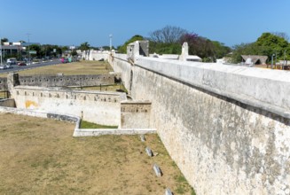 Fortifications Spanish military architecture of city walls, Campeche city, Campeche State, Mexico,