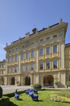 Inner courtyard with baroque princely building and gardens of the Juliasspital, palace, baroque,