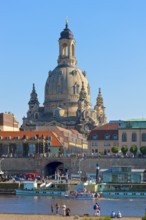 Dresden Silhouette View from Neustätter Elbufer to Dresden Old Town