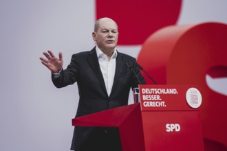 Olaf Scholz (SPD), Bundeskanzler, aufgenommen im Rahmen des Bundesparteitags der