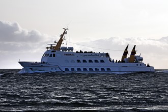 Seaside resort ship Frisia XI of the Norden-Frisia shipping company off the East Frisian island of