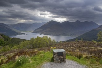 Orientation table at the Bealach Ratagain, Ratagan viewpoint with names of the mountain summits of