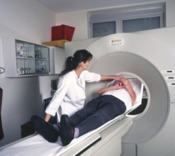 A computer tomograph (CT) is an imaging procedure in radiology, here on 21.11.1995 in Schwerte in a