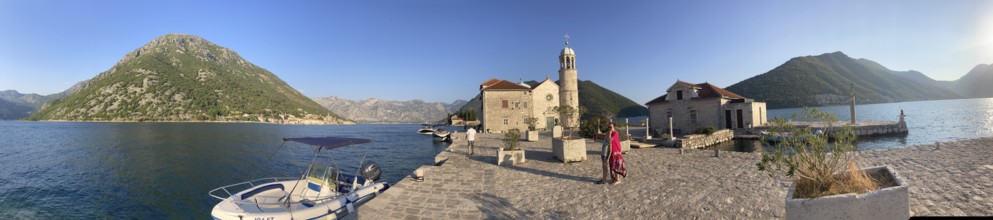 Panoramic view, Island of Mary of the Rock, Gospa od Skrpjela, Church, World Natural and Cultural