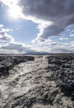 River Jökulsá á Fjöllum, volcanic landscape, barren landscape, Vatnajökull National Park, Icelandic